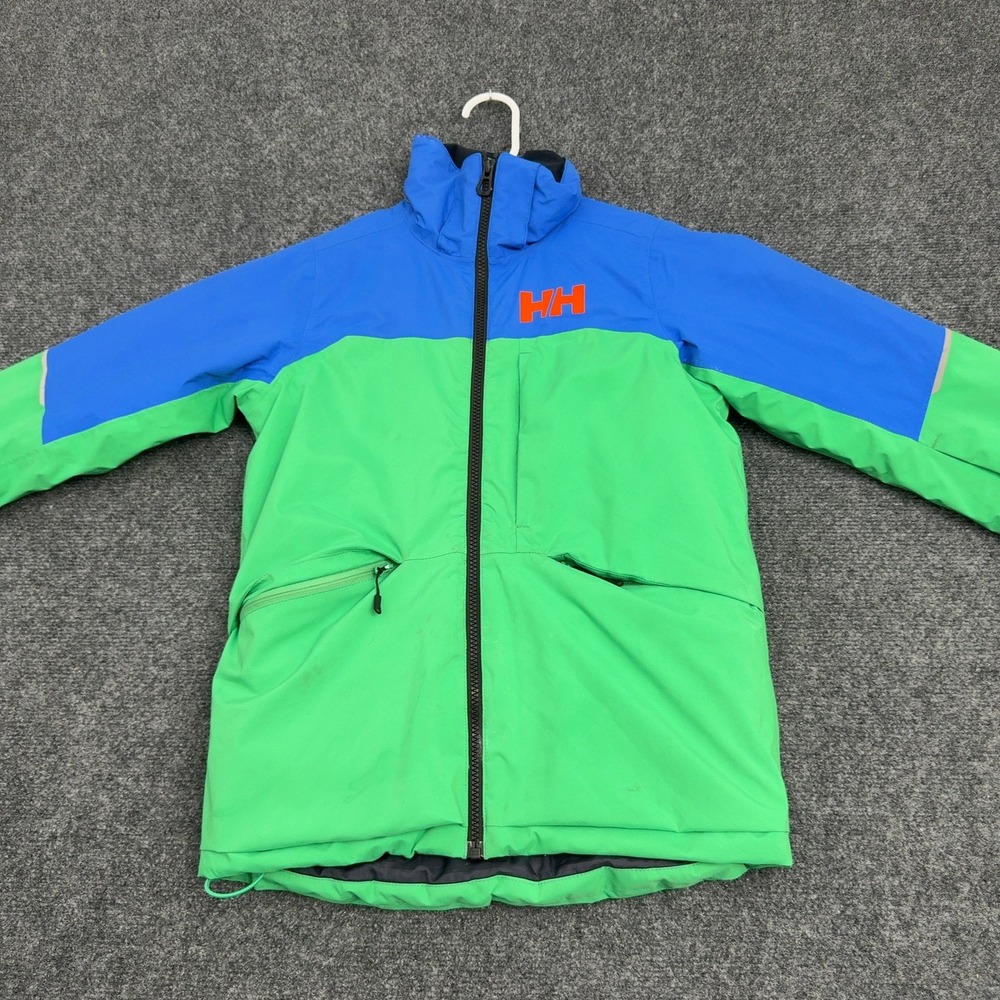 Helly Hansen Jacket Youth 10 Green Blue Polyester Tech Performance Ski Outdoor